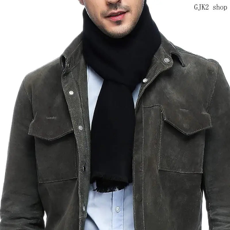 Men Plaid Scarf Soft Warm Check Neck Scarf for Fall Winter