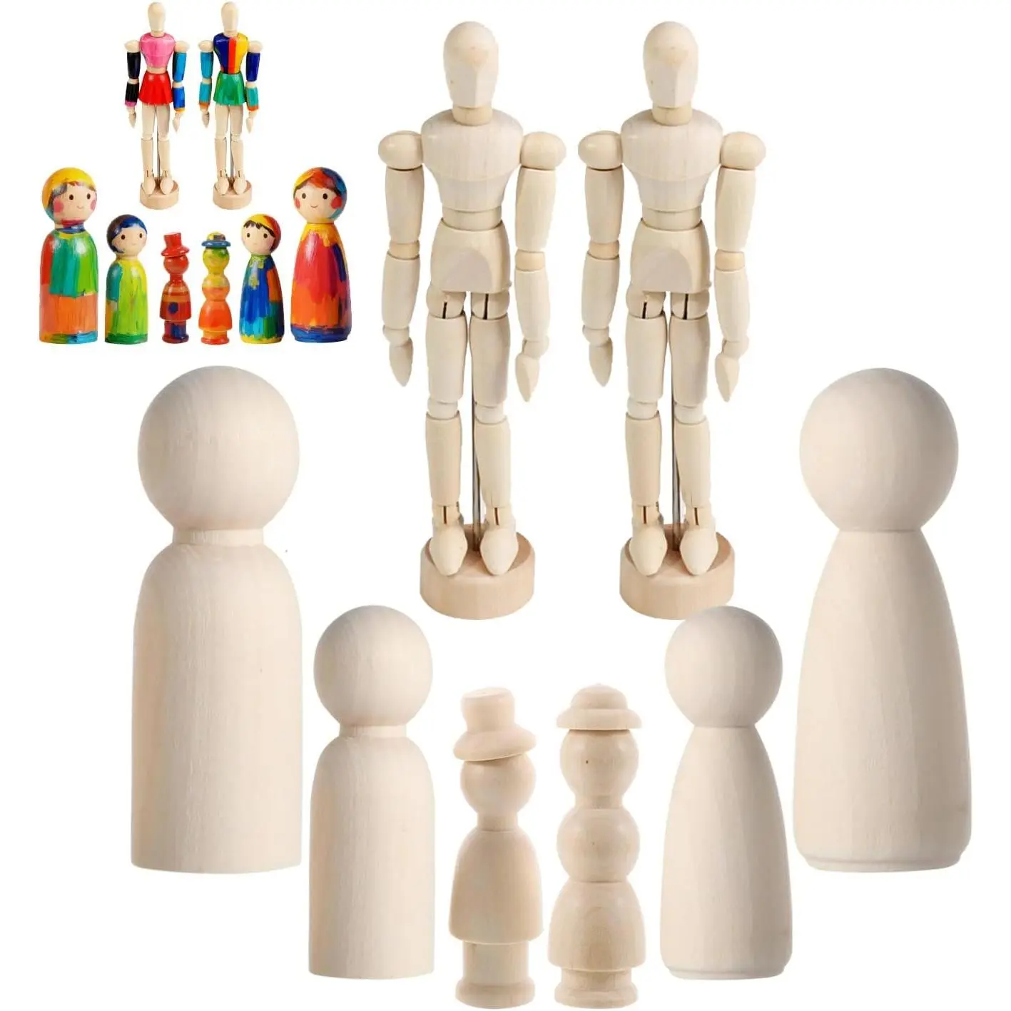 Drawing Mannequin,Mini Posable Wooden Figurines Dummy,Art Drawing Figure Model Dolls for  Office Desk Décor Sketching Painting, Action Figure Artists Gifts,8-Pack