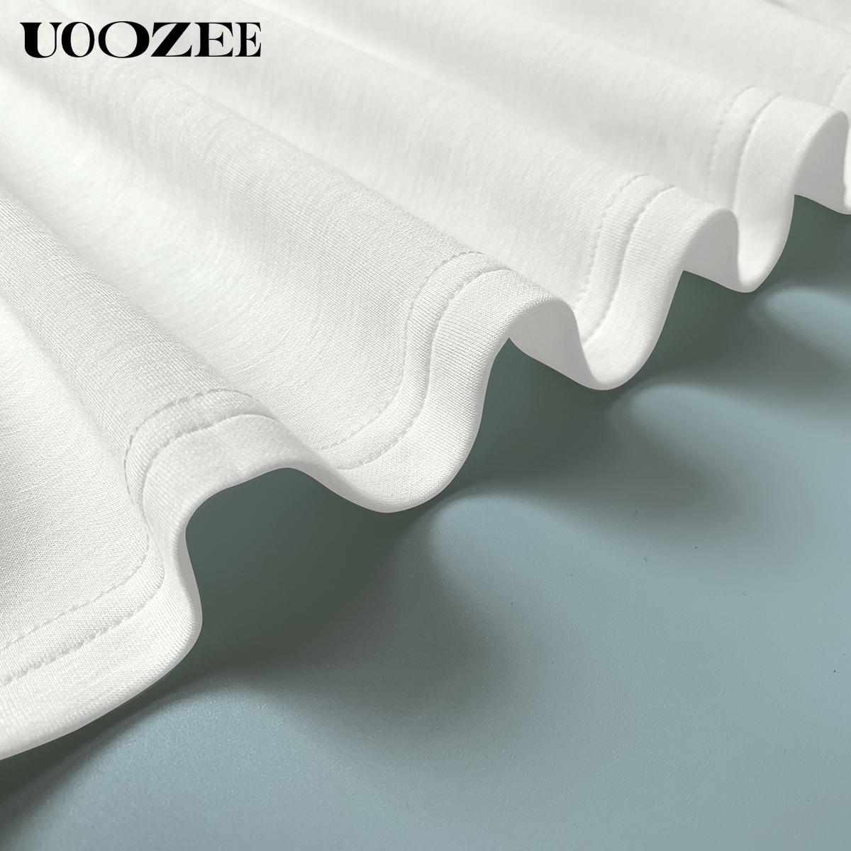 UOOZEE Women 2025 Summer/Spring Rayon Pleated Slightly Stretch & Sheer White A-Line Dress 2025 New Fashion Sleeveless Solid Color Split-Joint Round-Neck Elegant Evening Maxi Dresses - (Sizing Runs Small - Check Size Guide or Order Larger) Fit