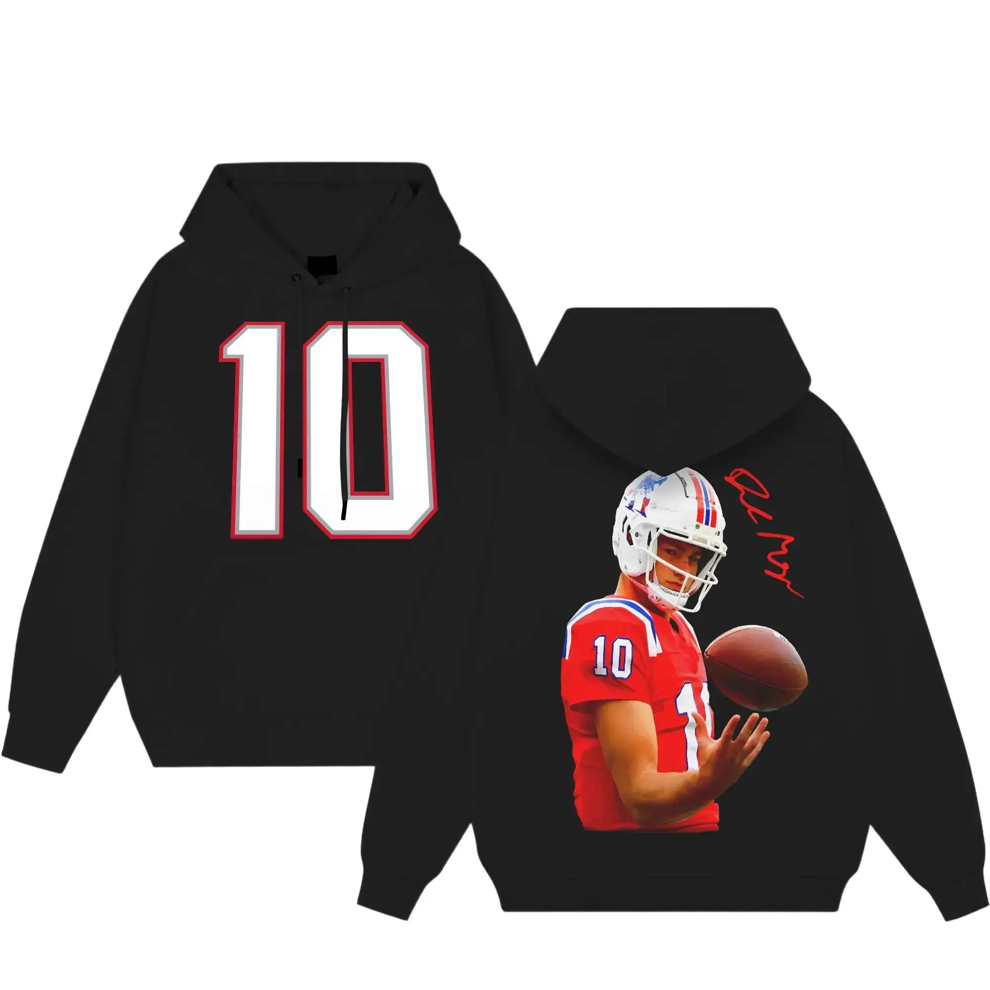 [Sale Up To 50%] Unisex Drake Maye Cotton Prenium Hoodie, National Football League Fans Apparel,The Patriots Team Game Day Outfits, American Football Graphic Shirt, Gift For Football Fans
