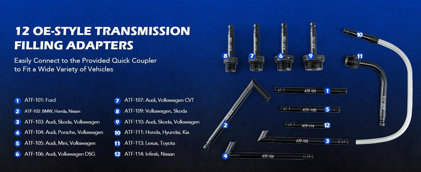 OMT Transmission Fluid Pump 2 Way Manual ATF Refill System Dispenser, Oil and Liquid Extractor 3L Capacity,Automatic Transmission Fluid Pump Tool Set with Pressure Gauge & 12 Pieces ATF Filler Adapters, Automotive Fluids Vacuum Evacuation