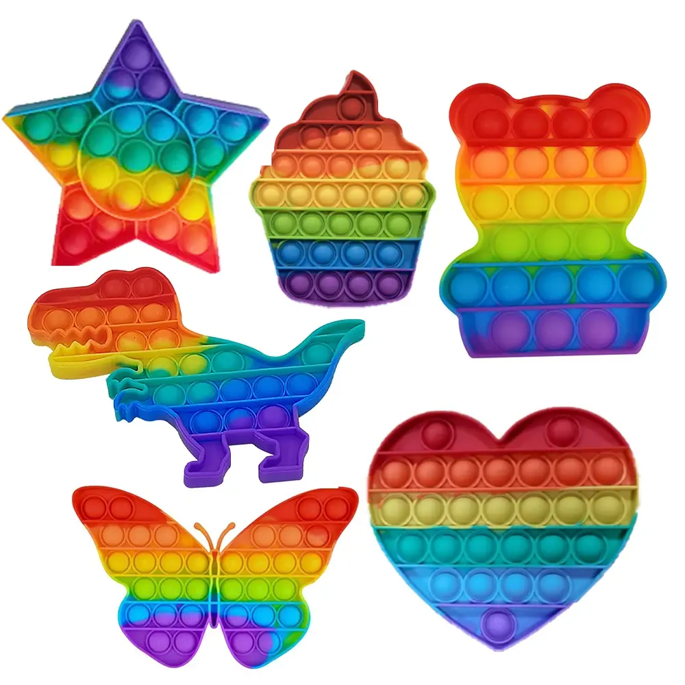 Rainbow Nylon Push Bubble Fidget Toy - Silicone Stress Relief & Focus Aid for Neurodivergent Kids (3-4 Years), Ideal for Birthdays, 90V Compatibility