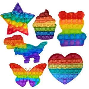 Rainbow Push Bubble Fidget Toy | Stress Relief & Focus Aid for Kids & Adults | Silicone Sensory Game