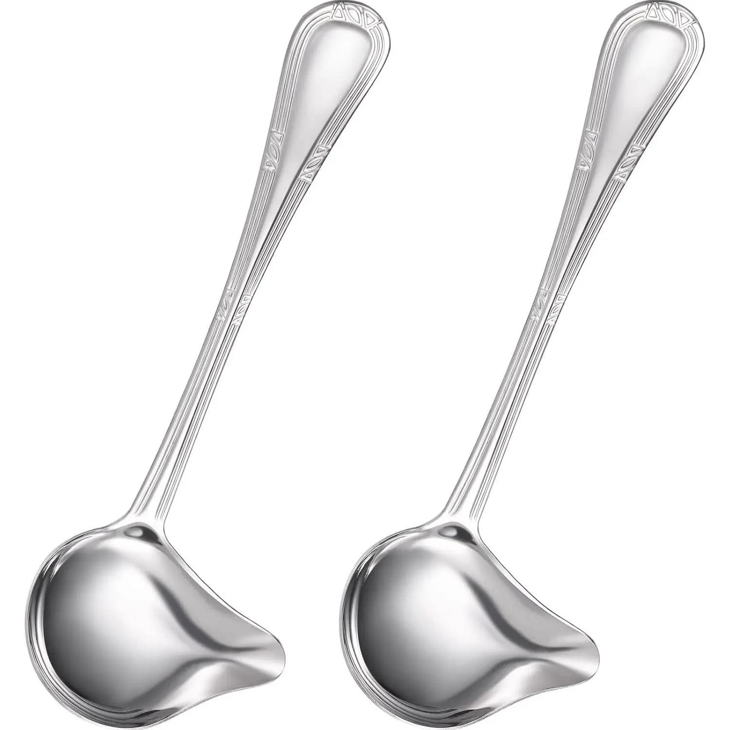 Patelai 2 Pieces 1 Ounce Stainless Steel Small Gravy Ladle Drizzle Spoon, Saucier Soup Spoon for Serving Gravies & Sauces