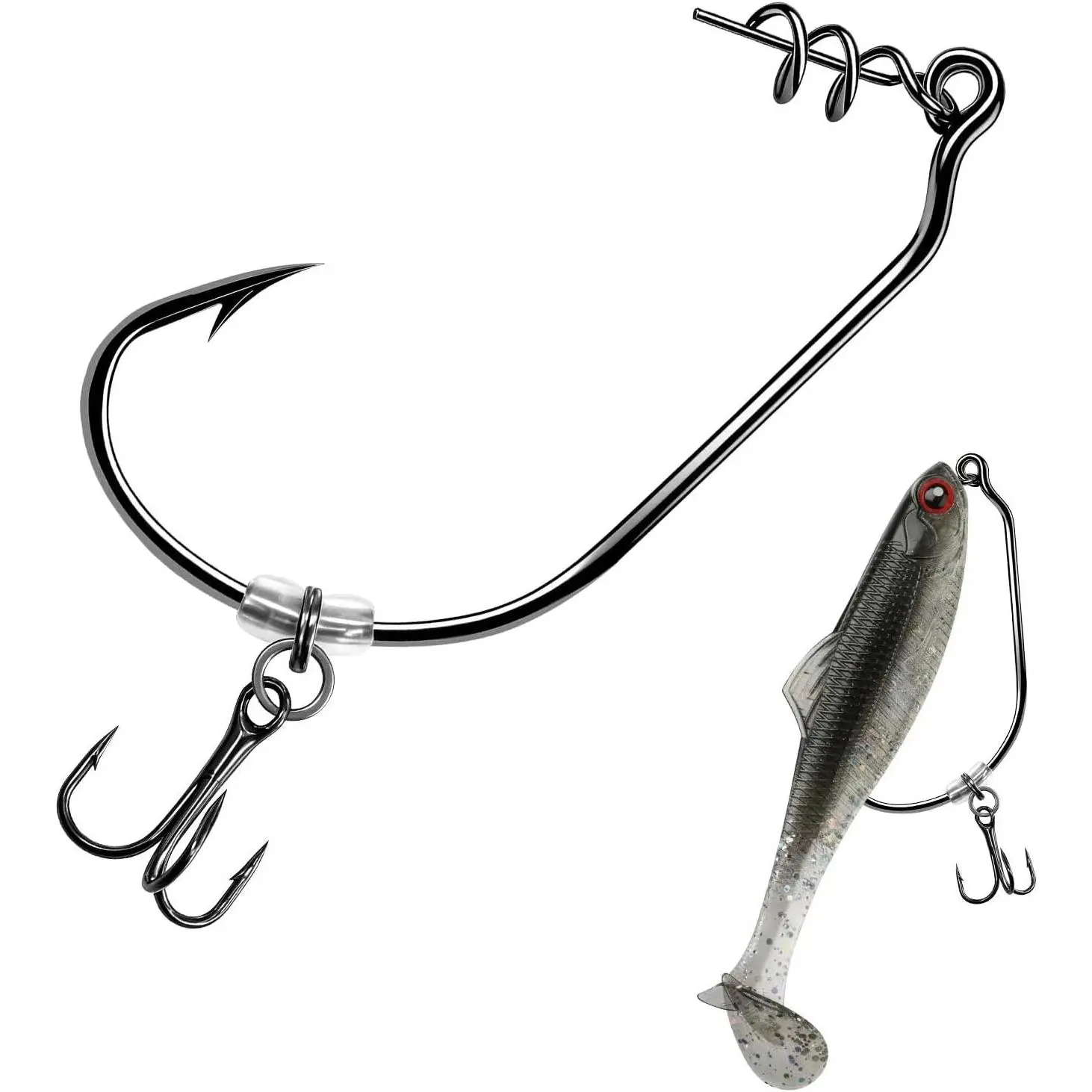 Swimbait Hooks 10 count Weedless Twist Lock for Bass Fishing | Swimbait Hooks with High Carbon Steel  Point  Stopper Design &  Treble Hook/Willow  Spinner 1/0#-5/0#