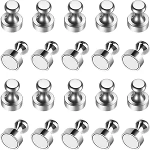20PCS Small Strong Magnetic Push Pins for Fridge Refrigerator Whiteboard, Perfect for Office Classroom Kitchen Accessories Sliver