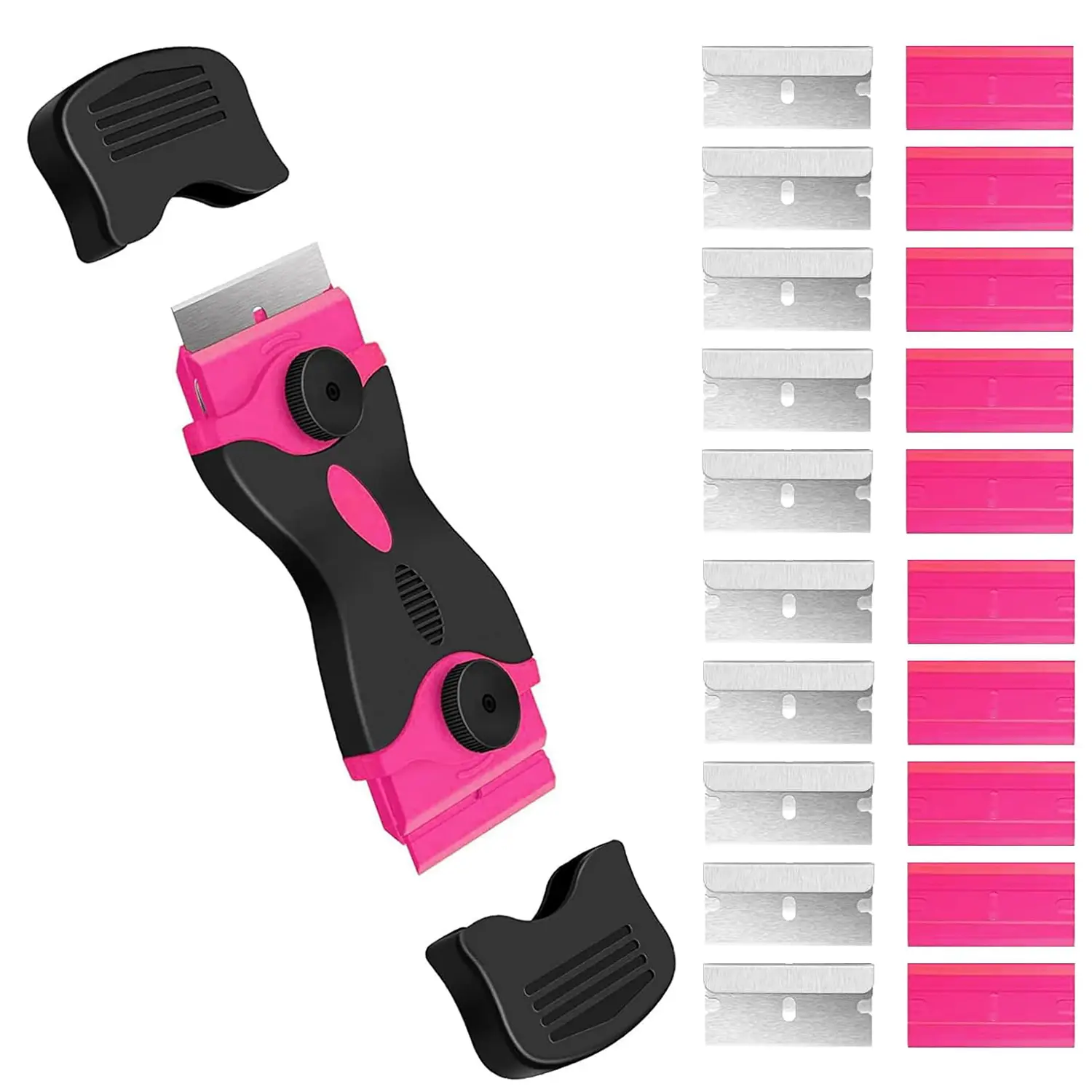 Multipurpose Durable Scraper Tools, Tough Scraper, Ideal Double-edged Design Scraper Removal Tool with 20 Extra Blades, Suitable for Cleaning, Removing Paint, Stickers, Adhesives, Labels and Residues