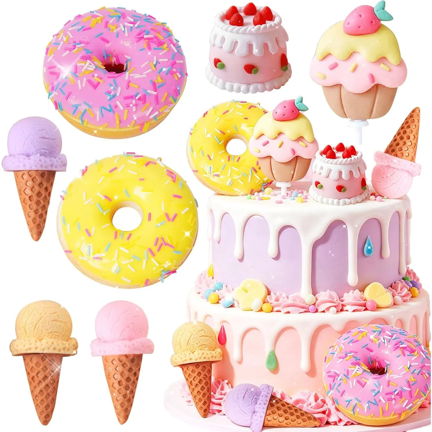 Ice Cream Cake Topper Candy Cake Topper Candyland Cake Toppers  One Cake Toppers with Ice Cream for  Theme Party Supplies  sweets