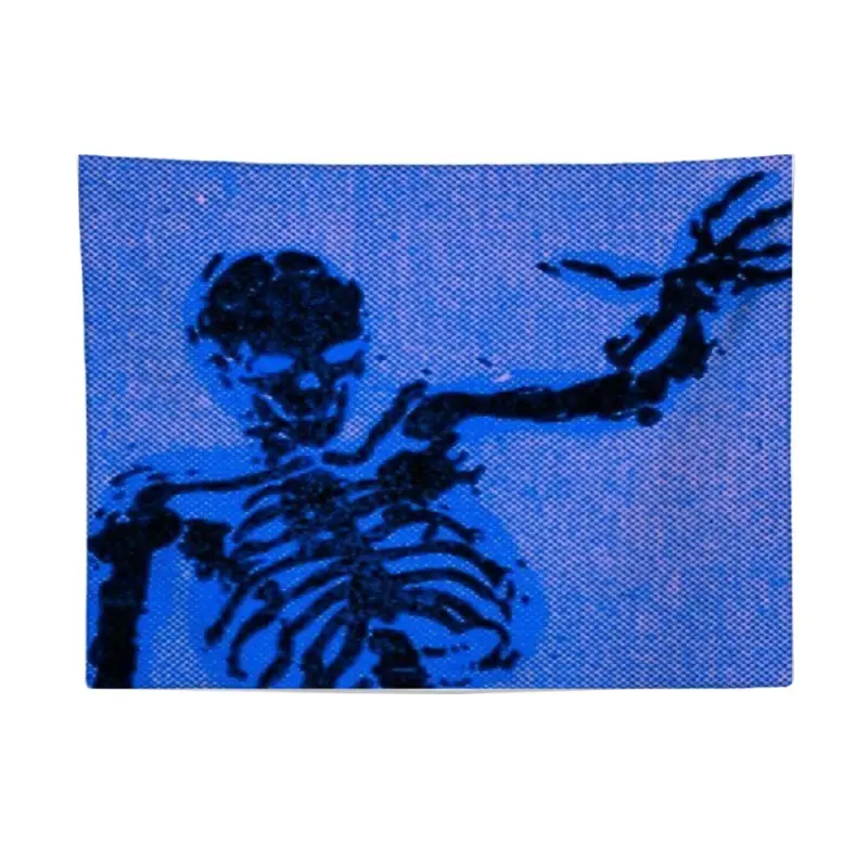 Gothic Neon Blue Skeleton X-Ray Tapestry Rib Cage Bone Arm Reaching Out Art Photo Wall Hanging Cyberpunk Vaporwave Boy Cave Bedroom Gaming Room Decor Dorm Banner
