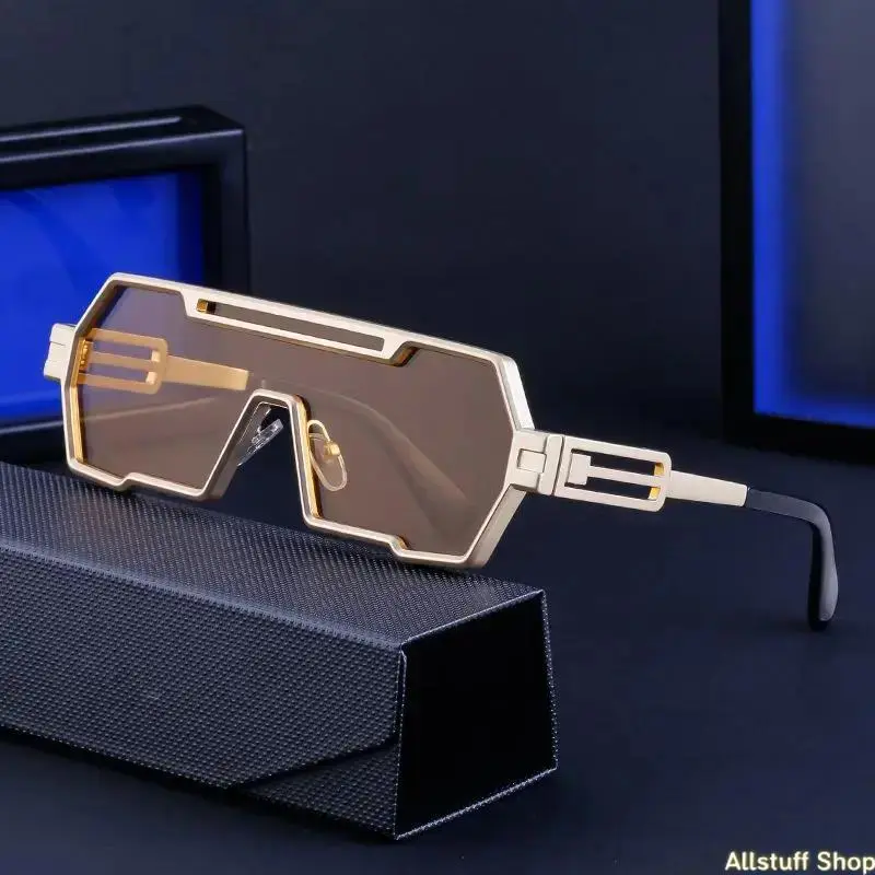 Retro sunglasses men's steampunk style irregular sunglasses high-end driving glasses sun protection integrated glasses women's models, Glass, Driving Wear