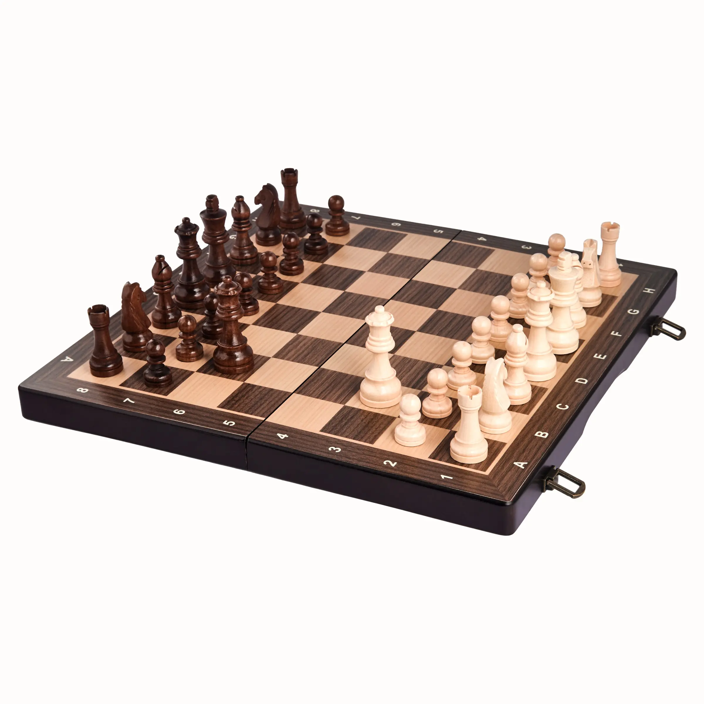 15 Inch Foldable Magnetic Wooden Chess Set, High-Quality Wood Chess Board, Portable Folding Chess Board, Includes Extra Pieces, Perfect Gift