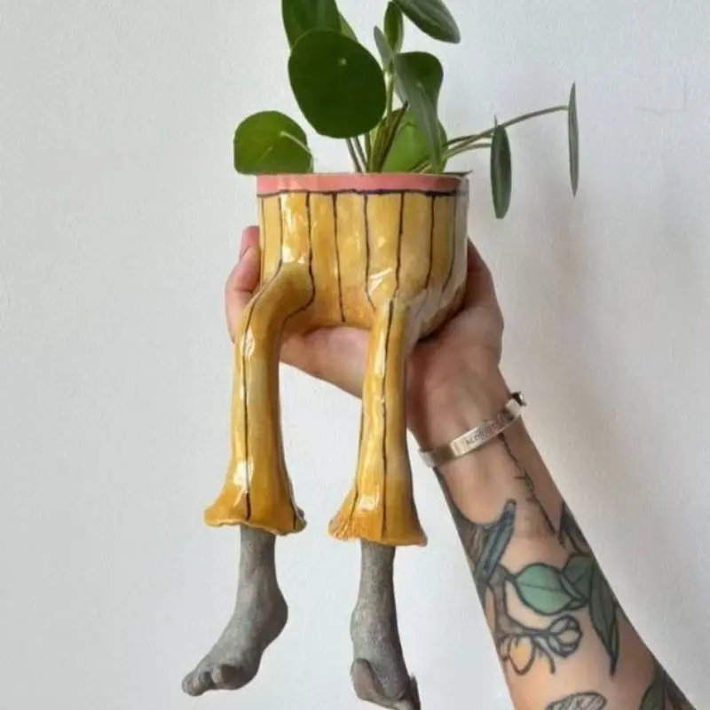 Unique Abstract Human Resin Flower Pot, Desk Cactus Planter, Creative Indoor Home Decor Gift, Floral Ornament for Living Room