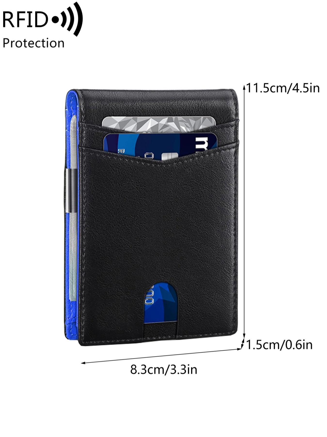 Minimalist Multi Functional Thin, Multiple Card Slot Card Holder, RFID Blocking Stylish Bi-fold Pu Leather Wallet, Ideal Gift for Men, Rfid Blocking Wallets