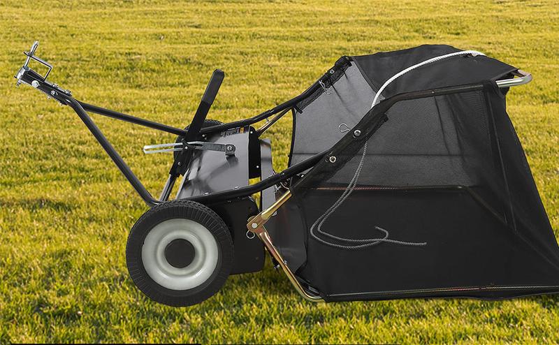 【GARVEE】Tow-Behind Lawn Sweeper with Large Capacity, Heavy-Duty Design, Adjustable Sweeping Height, and Convenient Dumping Rope for Efficient Leaf and Grass Collection