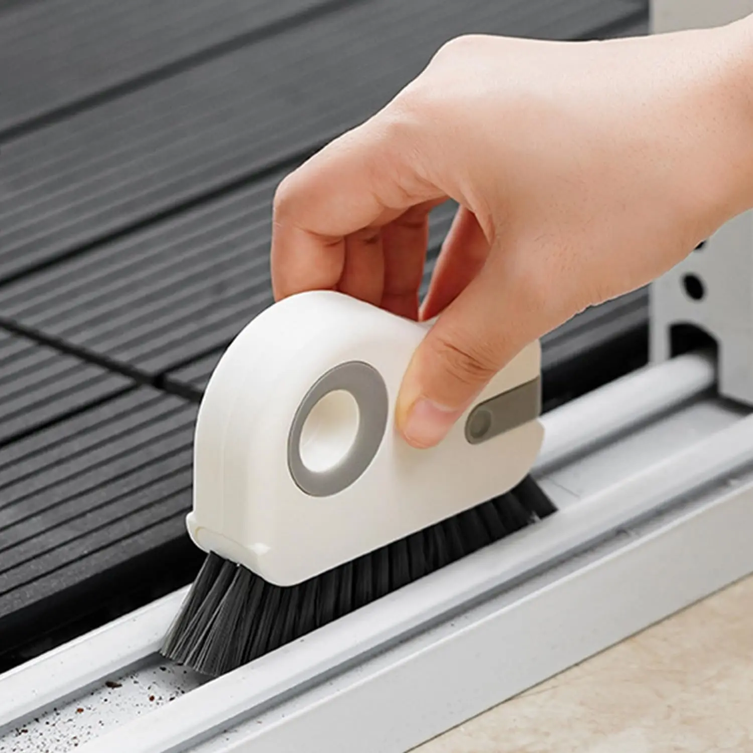 Cleaning Brush 2 in 1 Grout Cleaner Tool Grip Brush Hard Bristle Crevice Cleaning Brush for Sliding Door Track, Window Sill, Window Seal
