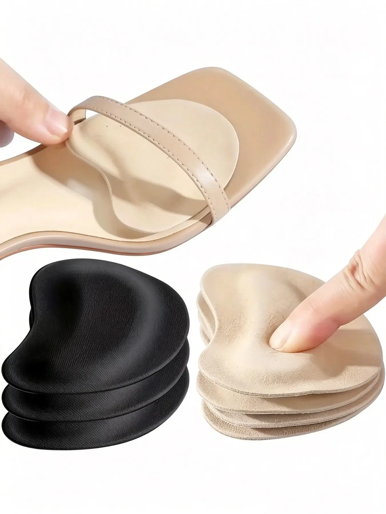 4 Pcs Self-Adhesive High Heel Insoles, Anti-Slip Breathable Cushion, Thick Sole Pad, Enhanced Grip, Durable, /, Seamless Design, Cushioned Padded Insole