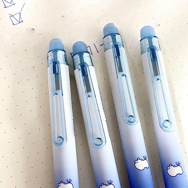 4pcs Magic Erasable Gel Pens, Cloud Design Sponge Click Pens, Fresh Style Writing Set, Smooth Writing Pens, Essential for Exams and Practice Tests