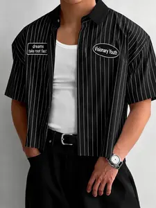 Unisex Digital Craft Striped Shirt, Fashion Casual Wear, Lightweight Comfortable Fabric, Ideal for Daily, Men's & Women's Clothing