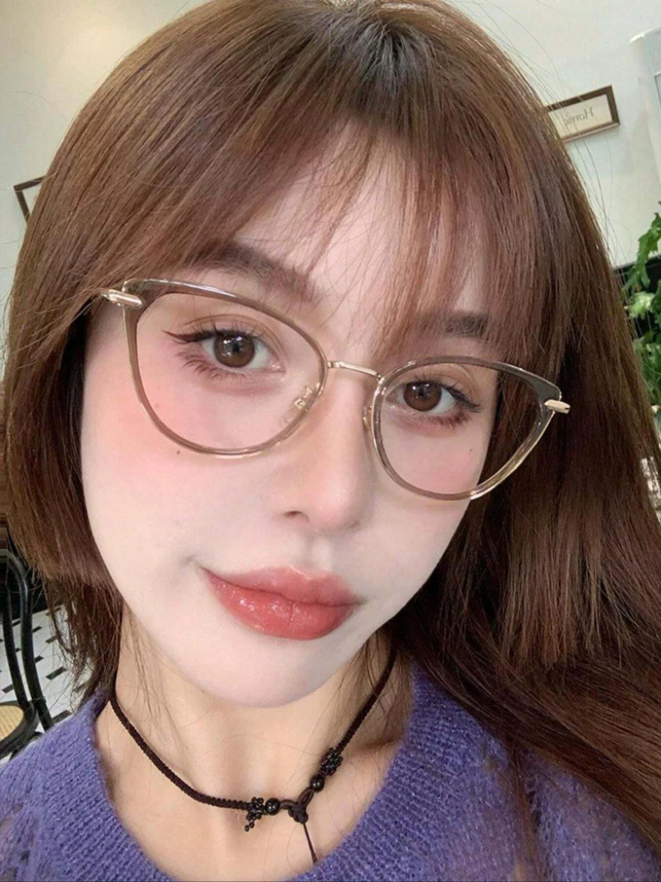 Y2K Oval Shaped Eyeglasses, Fashionable Eyeglasses for Women & Girls, Fashion Eyeglasses for Work, Daily Clothing Decor, Perfect for Student Daily Use, Trendy Frames