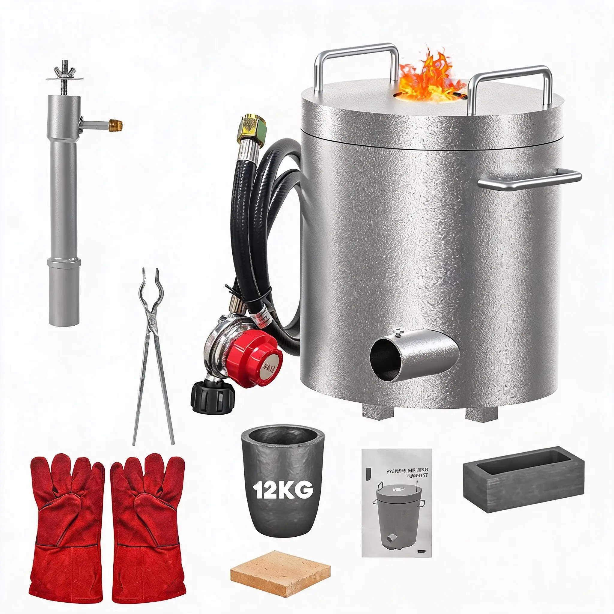 GARVEE High-Efficiency 12KG Propane Melting Heater Kit, Stainless Steel Metal Kiln