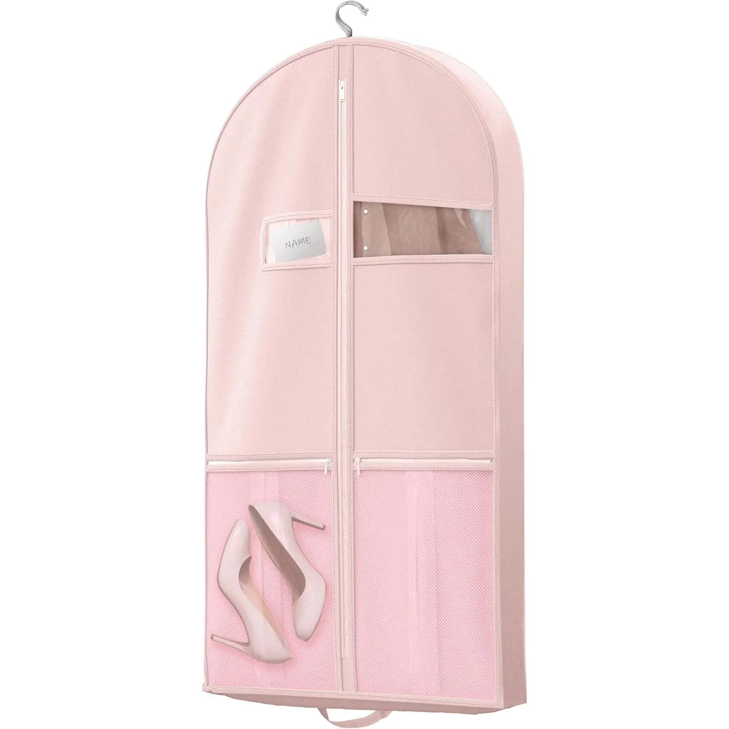 43" Travel Garment Bag with Accessories Zipper Pocket, Heavy Duty Suit Bag for Suits, Tuxedos, Dresses, Coats, Pink, 1 pack