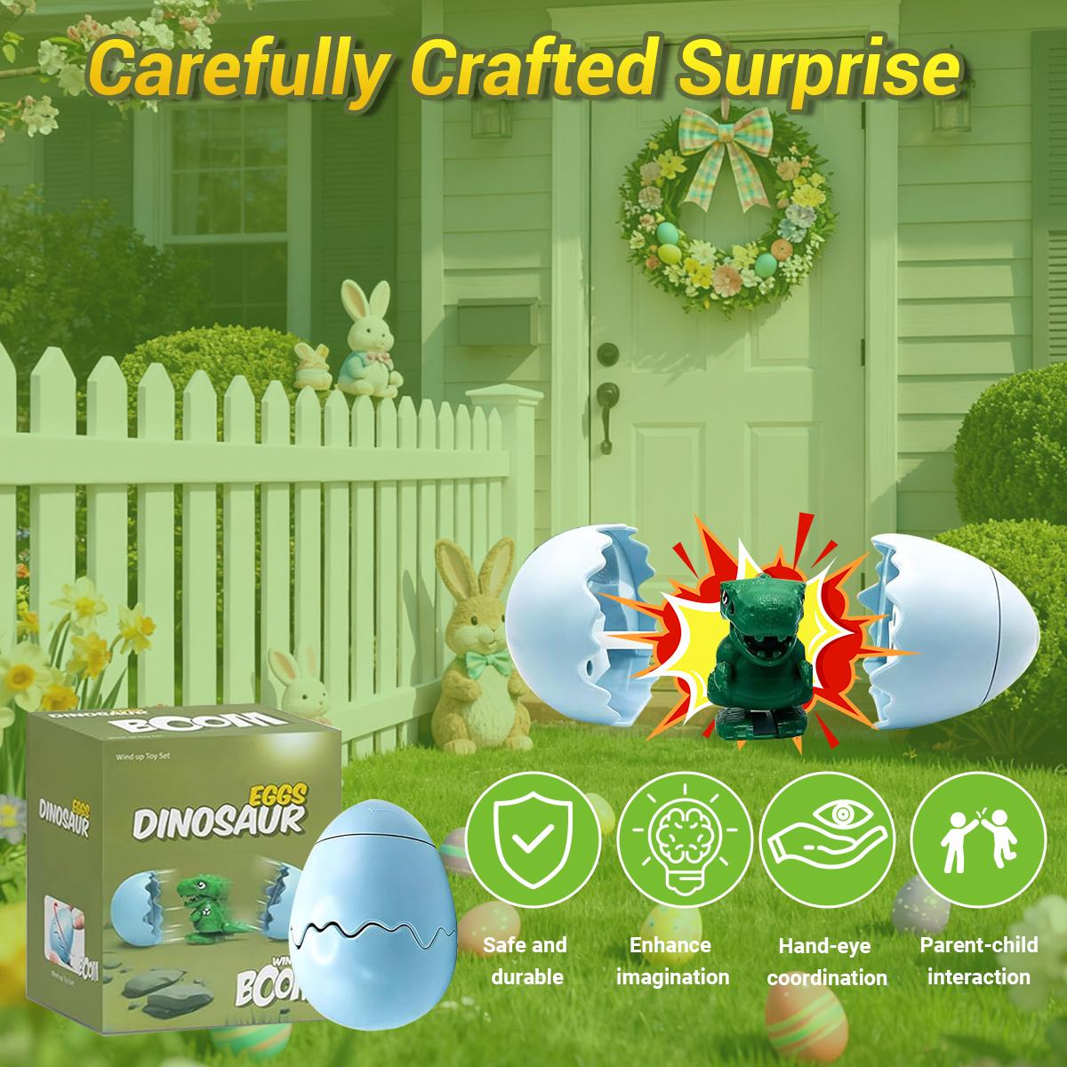 Wind-Up Surprise Eggs, Hatching Dinosaur Egg Toy for Kids, Rotate the Egg to Hatch a Walking Animal, Reusable Clockwork Fun Animal Toy for Boys and Girls, Idea Gift Easter Basket Stuffers
