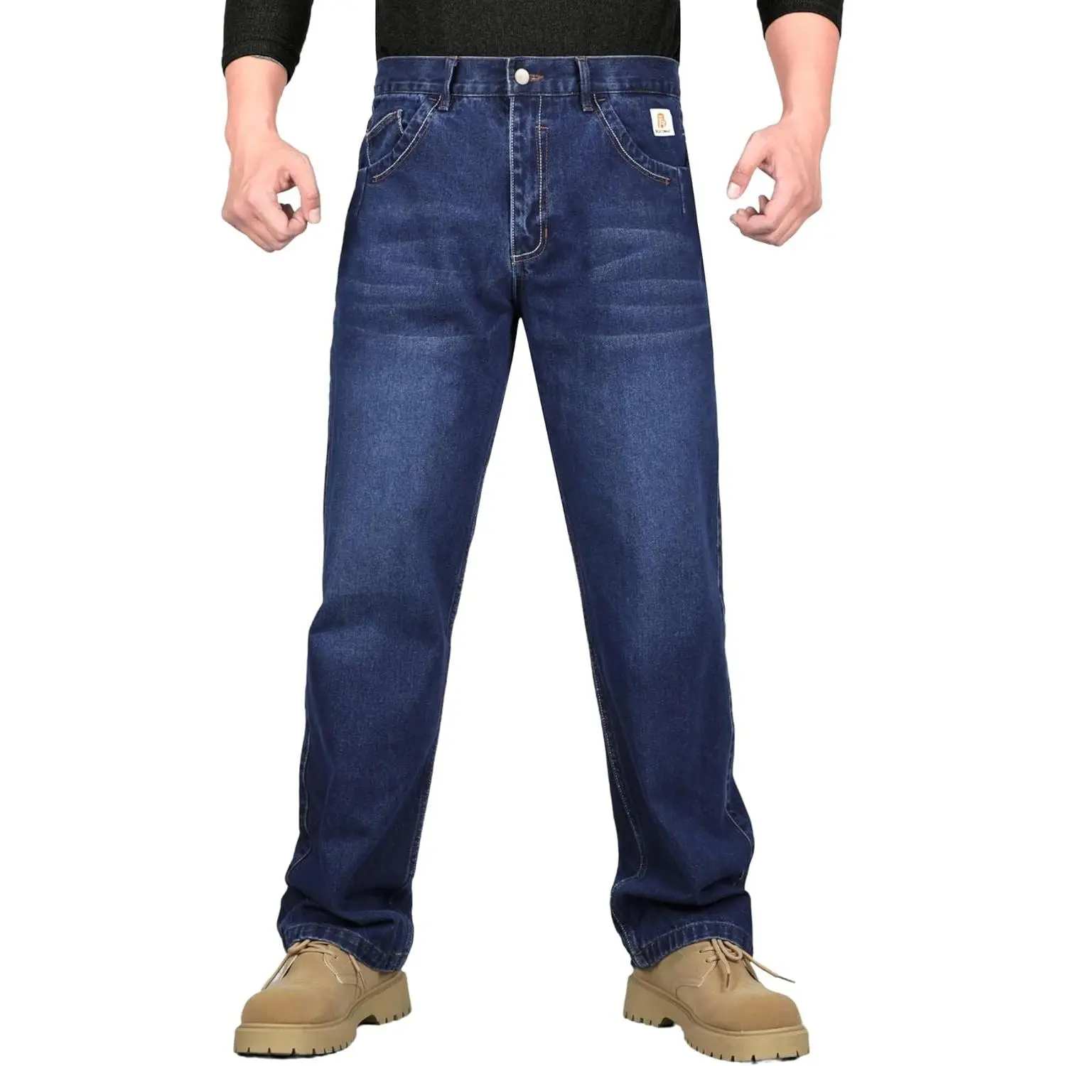FR Pants for Men Relax Fit Flame Resistant Jeans 14oz Heavy Duty Washed Work Jeans(Gift)