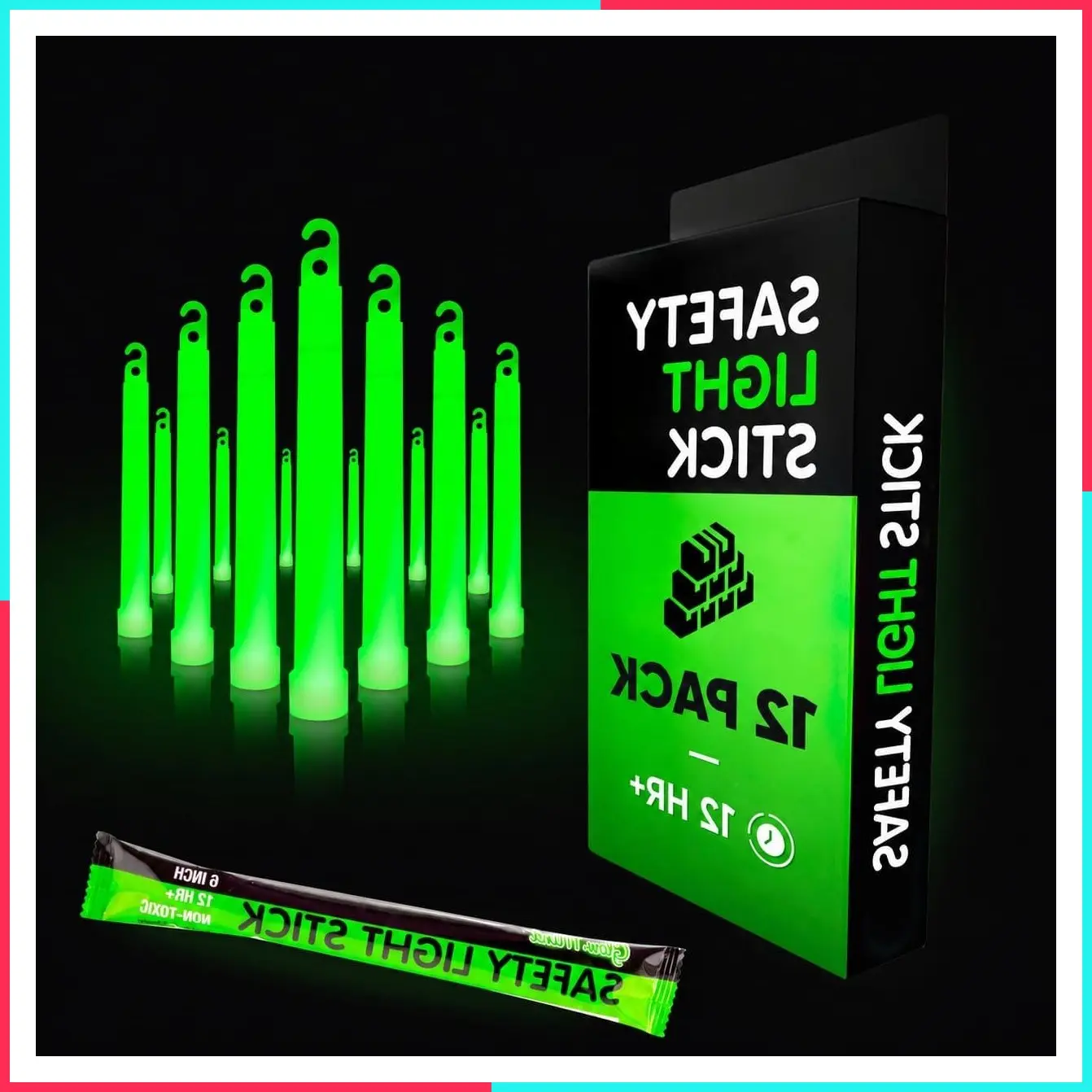 12-Hour Emergency Glow Sticks, Individually Wrapped Industrial Grade Light Sticks for Survival, Camping, Power Outages and Military Use