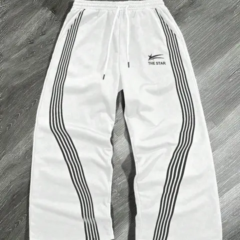 Men's Side Stripe Drawstring Waist Sweatpants, Casual Regular Fit Pocket Straight Leg Pants for Fall & Winter, Men's Trousers for Daily Wear, Drawstring Sport Pants, Sporty Casual Sweatpants