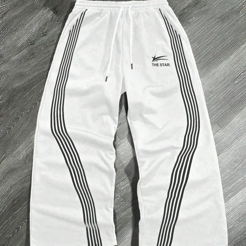 Men's Side Stripe Drawstring Waist Sweatpants, Casual Regular Fit Pocket Straight Leg Pants for Fall & Winter, Men's Trousers for Daily Wear, Drawstring Sport Pants, Sporty Casual Sweatpants