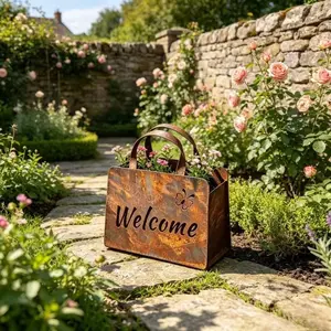 Vintage Garden Statue, Rusty Iron Planter, Attracts Butterflies, Bees, Birds, Lawn, Garden, Courtyard, Doorway, Wall Decor, Holiday Decoration