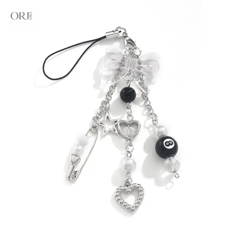 Billiard Black 8 Beaded Charms Chain Keychain - Bowknot Mobile Phone Strap, Love Chain Pendant, Unique Personalized Sports Leisure Indoor Accessory for Everyday Use, summerwins, 8 Ball Keychains,titanium,bag,,wristlet,,,Christmas,Themed,,Tree,Drip,Oil,Set