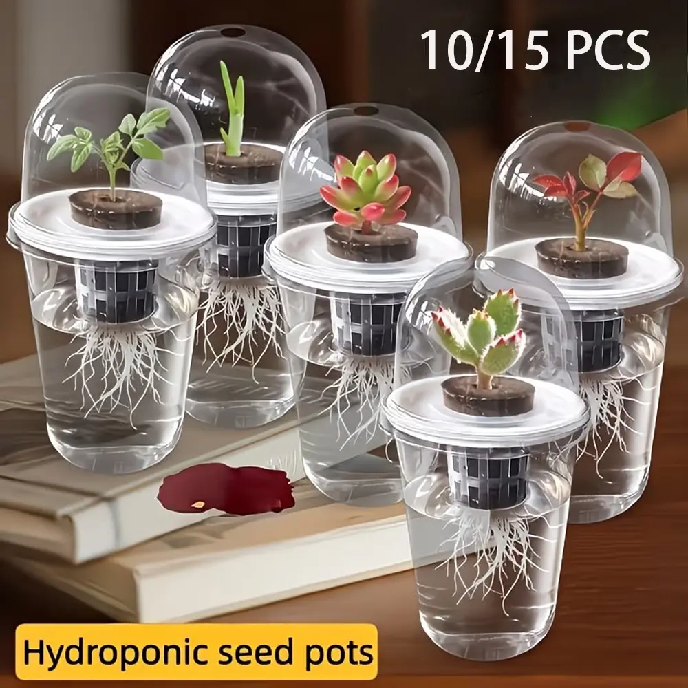 10/15Pcs Hydroponic Growing Cups, Planting Containers, Transparent Cylindrical Soilless Cultivation Seed Planter, Visible Root View Small Hole Hydroponic Seed Pots