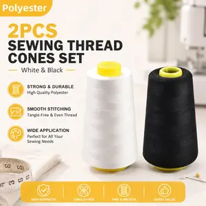 2 Rolls 1000m Polyester Sewing Thread, Multi-Functional Bobbin Thread, Home Sewing Machine, Clothes Repair, DIY Craft Supplies