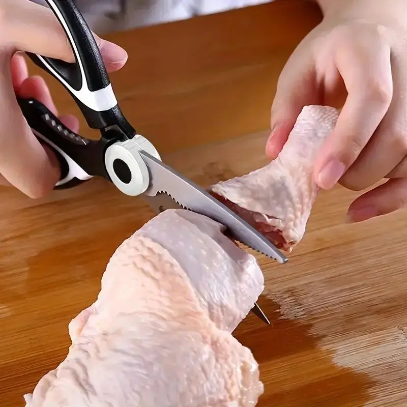 Stainless Steel Heavy-Duty Kitchen Shears, Ideal for Cutting Duck, Fish, Chicken, Pizza, Salad, Essential for BBQ Enthusiasts