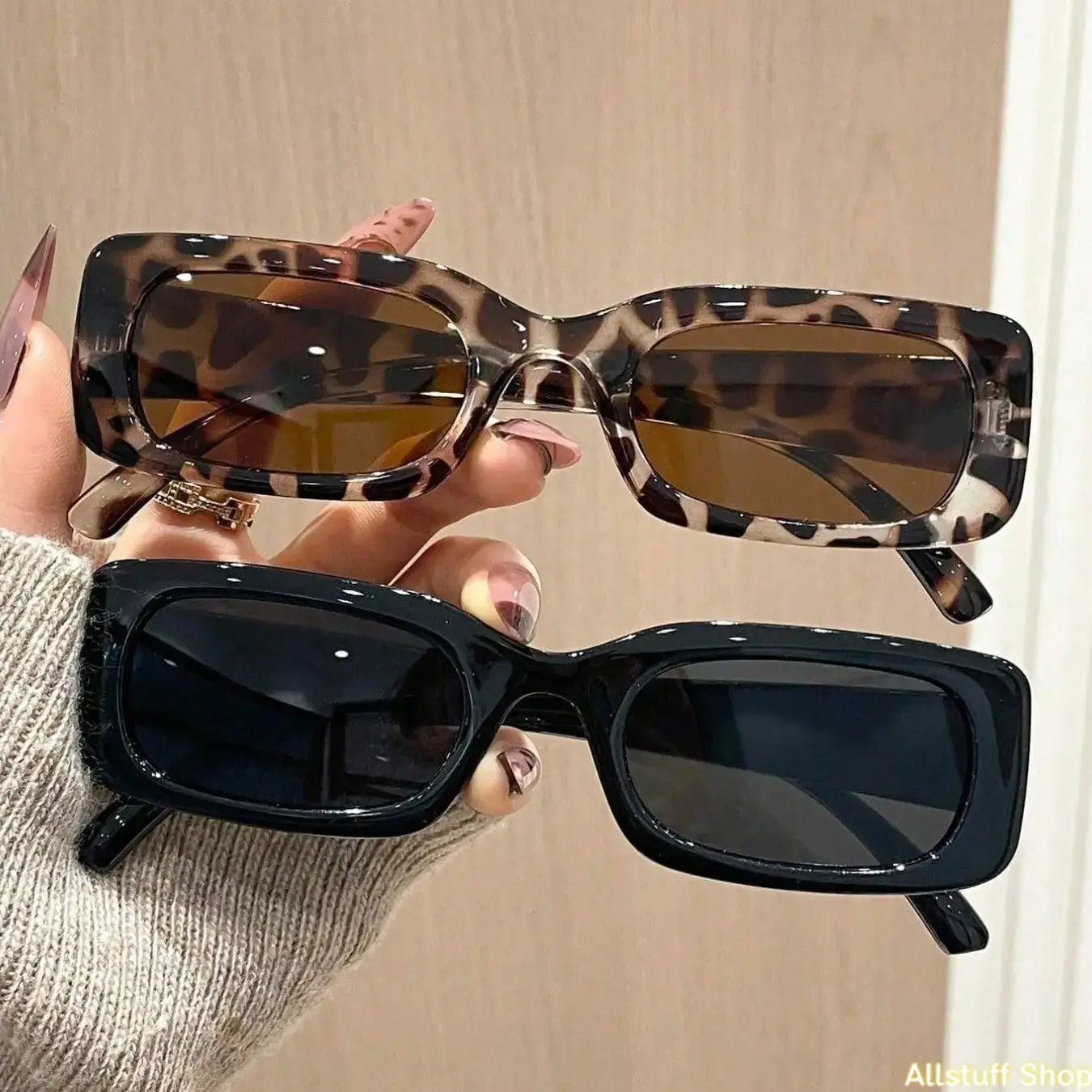 Vintage Rectangular Sunglasses for Women, Lightweight Casual Style Eyewear with UV400 Protection, Fashion Accessories for Driving & Daily Wear, Plastic Frame Sunglasses, Womens Sunglasses, Uv400 Lens