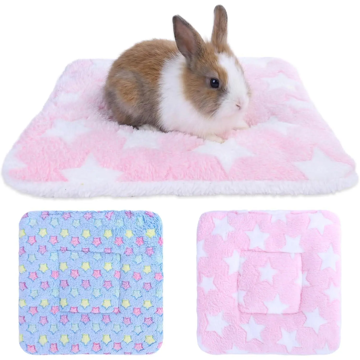 Plush Bed,Cozy Guinea Pig Beds Soft Warm Bunny Mat for Small  Hedgehog Chinchilla  Hedgehog,2PCS ( Blue)