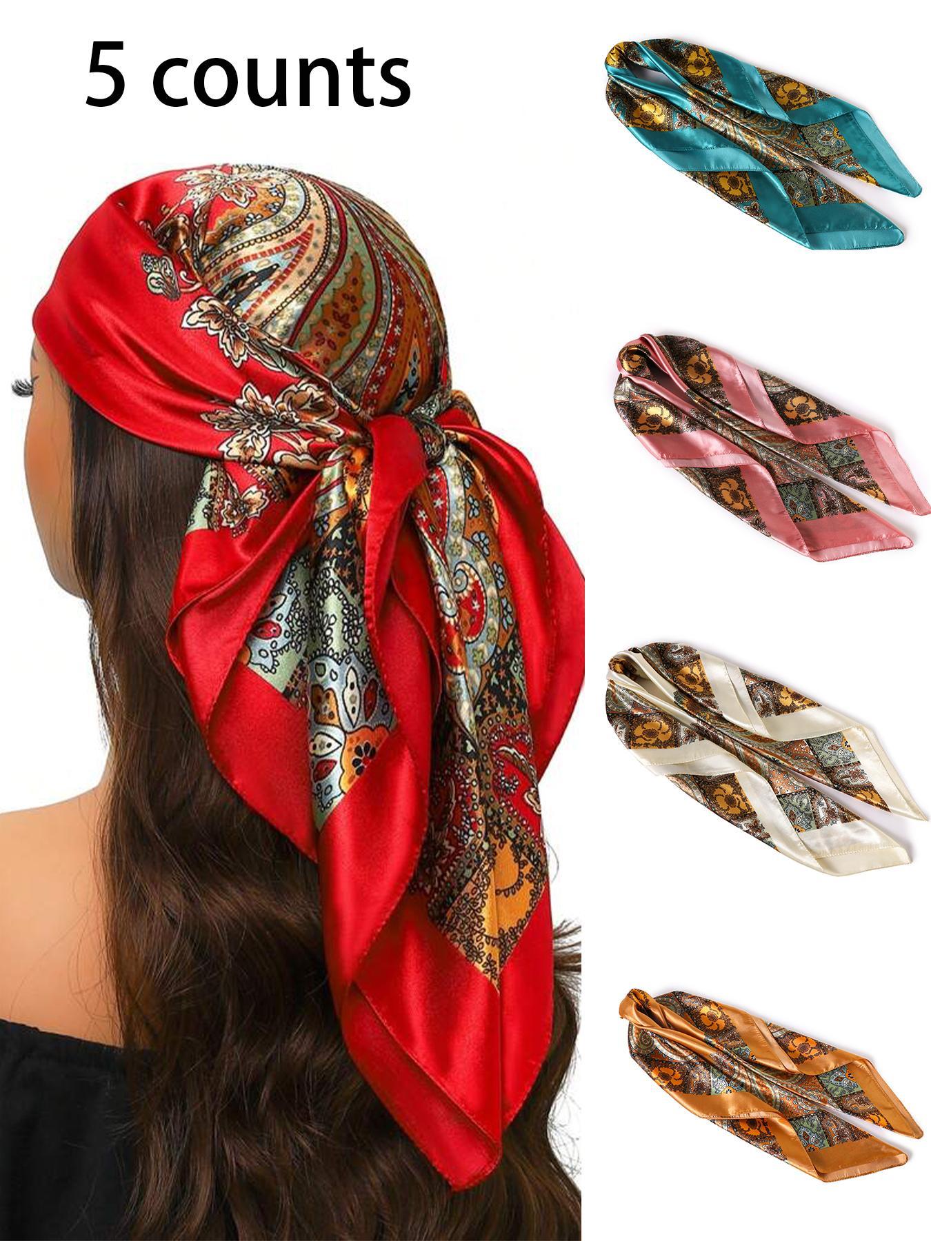 Women's Boho Style Paisley Print Square Scarf, Fashionable Soft Comfortable Hair Band for Daily Wear, Casual Versatile Hair Accessories for Women & Girls