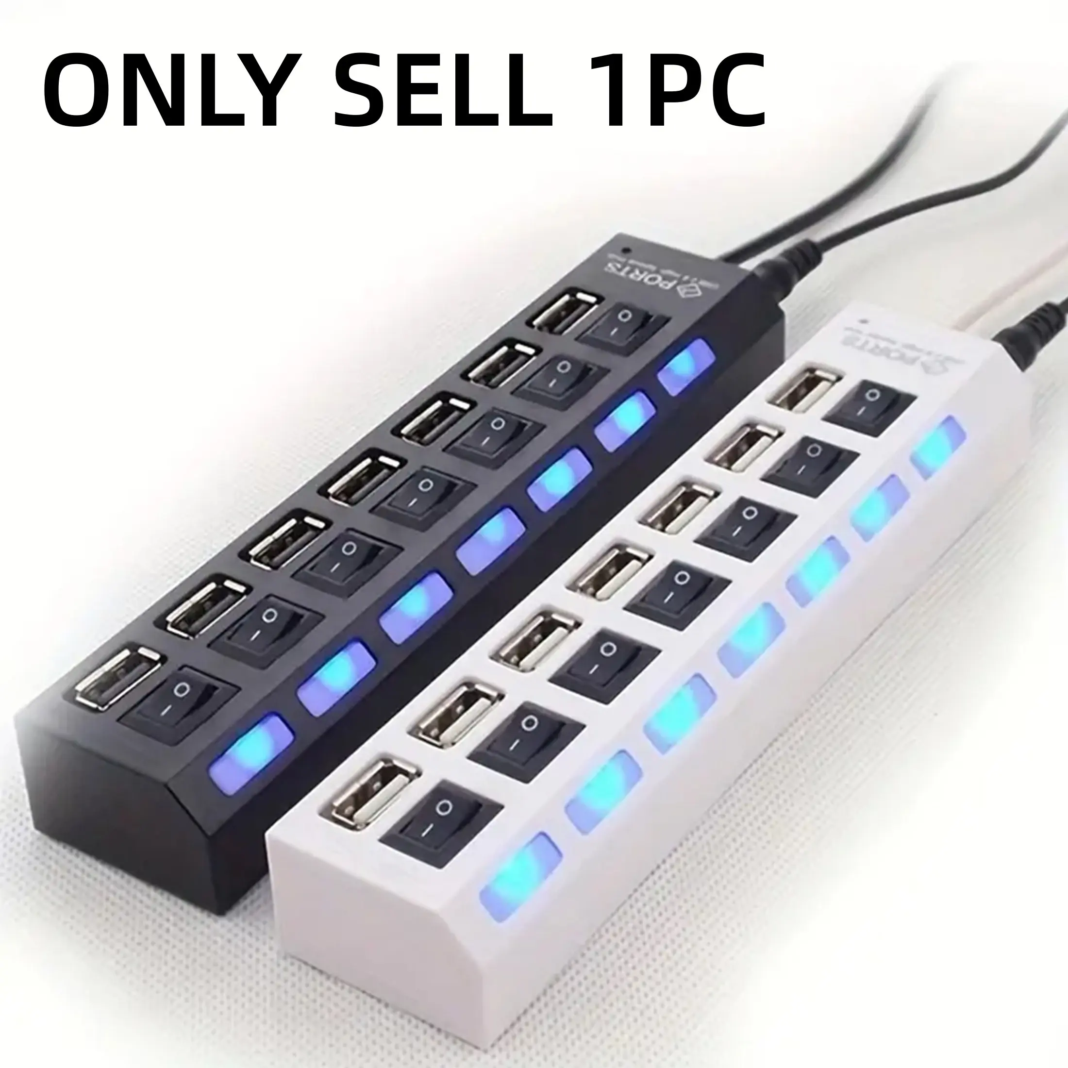 4-Port and 7-Port High Speed USB HUB Multiport Adapter with Independent Switch, USB Ports Output for USB Drives, External Storage, Keyboard, Mouse and Charging, Enhanced Safety Features, USB Adapters for Multiple Devices USB Port Extender