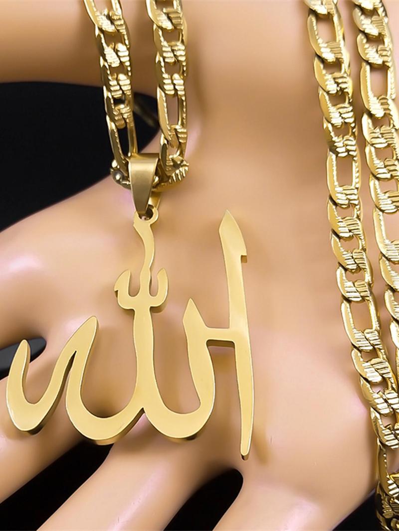 Arabic Allah God Pendant Necklace for Men & Women, Stainless Steel Jewelry for Party, Daily Clothing Decor, Trendy All-match & Exquisite Jewelry for Birthday Gift, Ankh Necklace