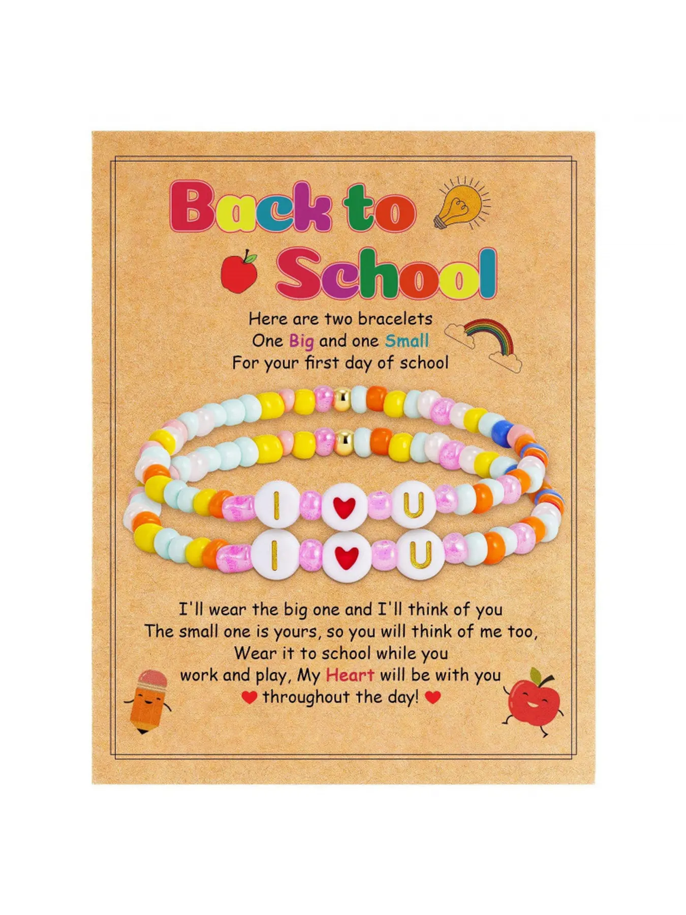 Colorful Heart Letter Beaded Bracelets, Cute Seed Bead Stackable Wrist Jewelry Back to School Gifts for Teen Girls