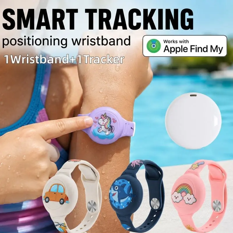 Kids Tracker Bracelet for Apple Find My | Soft Silicone Wristband With Tracking Tracker for School, Travel & Theme Parks | Waterproof Design Anti Lost Wristband for Toddlers