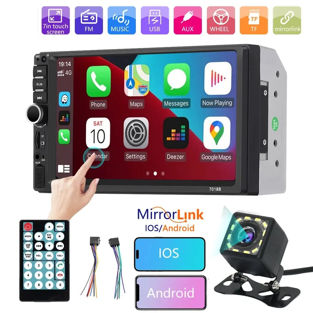 Ultra-Thin 7-Inch Car Touchscreen Mp5 Player, Dual-Din Installation, Phone Mirroring, Audio-Video Device, Abs Enclosure
