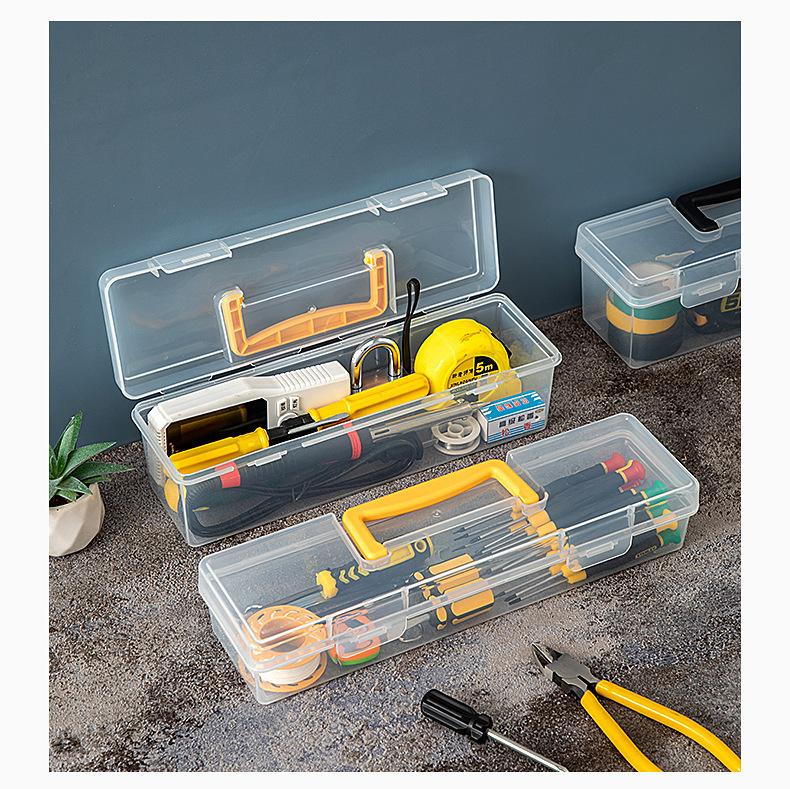 Multi-Function Household Hardware Tool Box - Transparent Handheld Storage Case with Adjustable Compartments for Wrench, Screws, Accessories, and Parts Organization