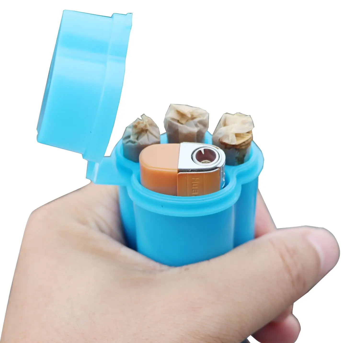 4-Piece Flip-Top Cigarette Pack Case, Storage Container with 4 Holes, Easy to Store and Carry, Lighter and Smoking Accessories Box