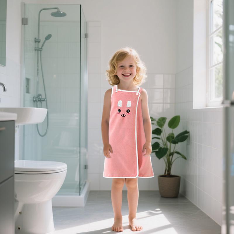 Kids Cartoon Rabbit Ears Bath Towel, Bathroom Towel, Quick Absorbent Soft Skin-Friendly Design, Easy Wear & Remove, Perfect for Swimming Pool Beach Home Use