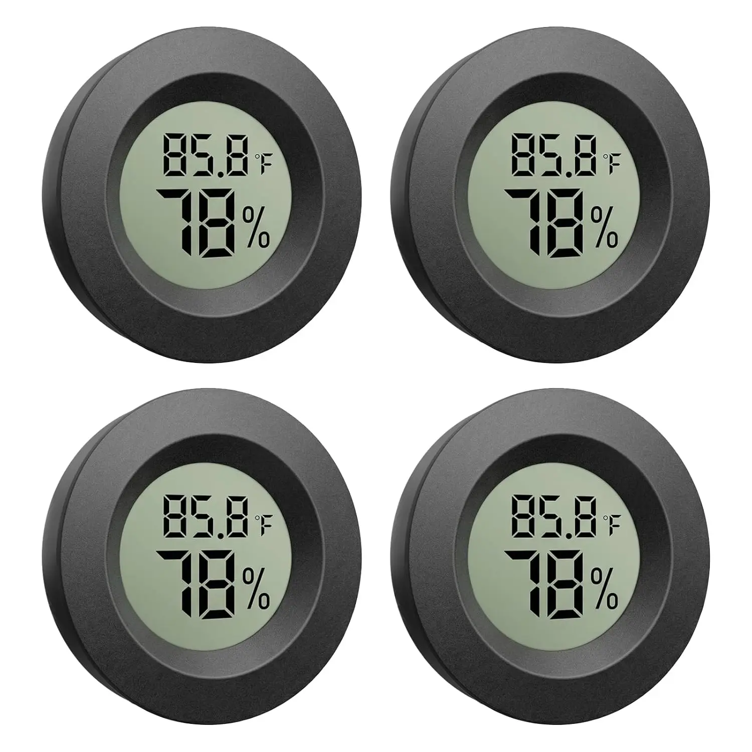 4-Pack Mini Hygrometer Thermometer, Digital LCD Humidity Meter Indoor/Outdoor Temperature Humidity Monitor, Reptile Thermometer Fahrenheit(℉)/Celsius(℃) for Incubators, Greenhouse Garden, Cellar, Jars