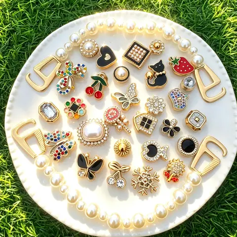 Luxury Rhinestone & Pearl Shoe Charms, Vintage Gold Clog Accessories with Cat, Butterfly, Heart, Fish & Flower Designs, Bling Shoe Decoration, Cute Shoe Decorations for Women’s Casual Shoes