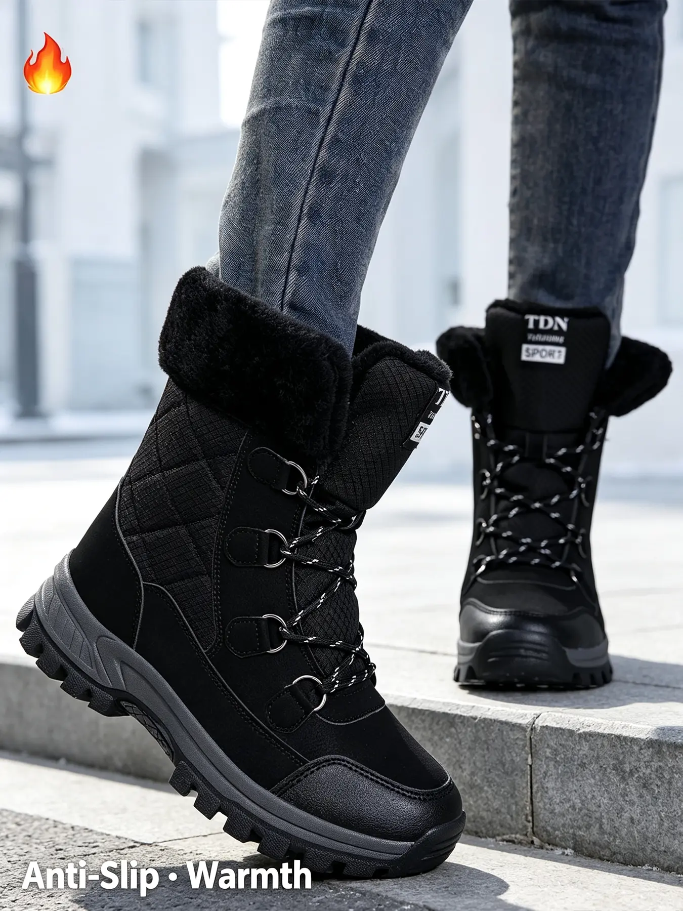 Women Multi Color Winter Snow Boots Plush Warm Lined Lace Up Mid Calf Boots Anti Slip Sole for Outdoor Hiking Daily Wear