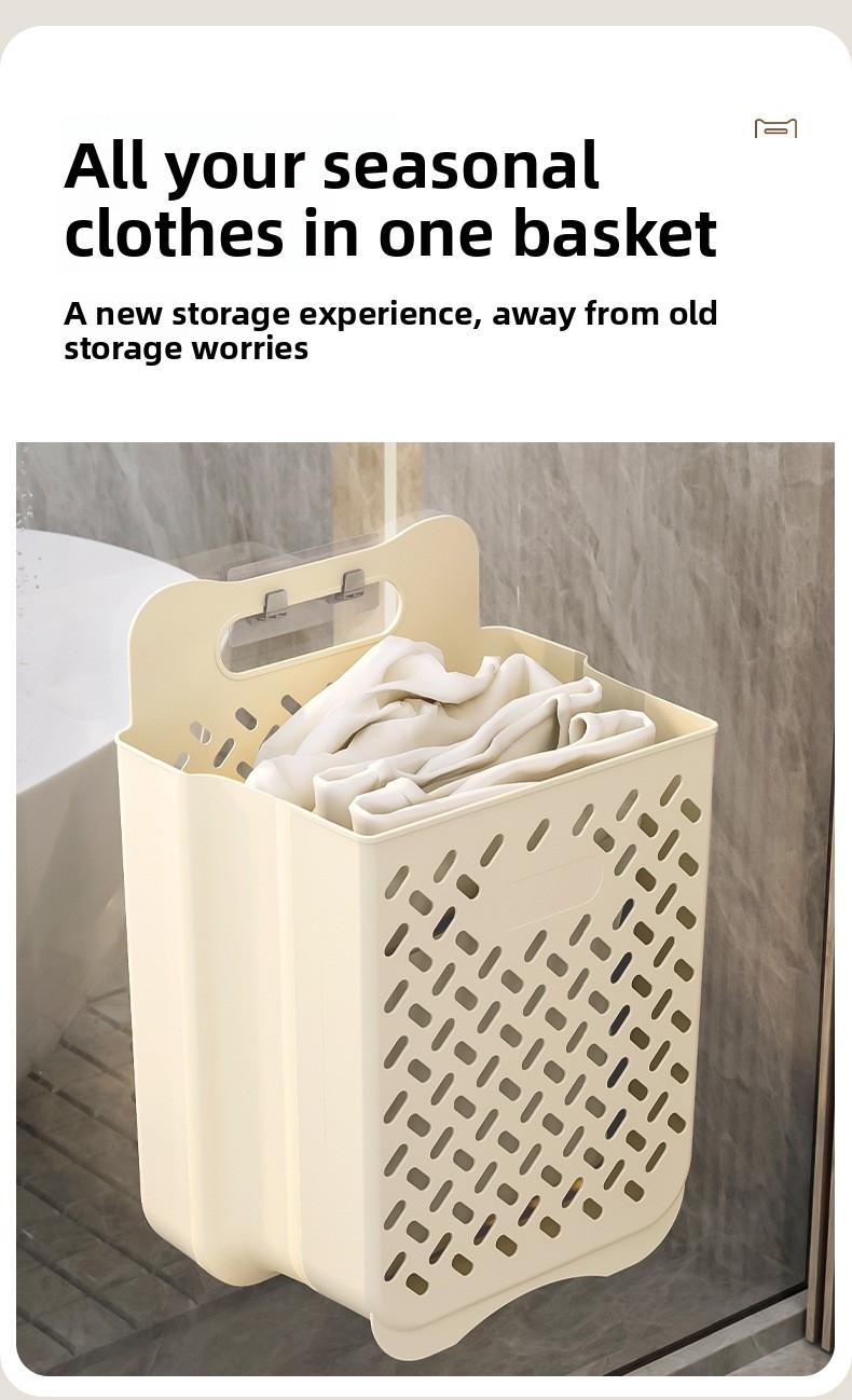 Wall-mounted foldable dirty laundry basket, household portable toilet storage basket, bathroom laundry storage basket, dirty clothes hamper